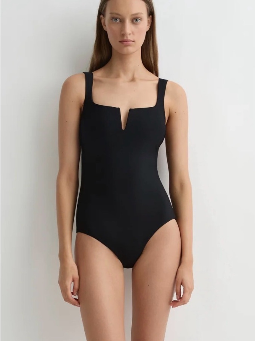 BONDI BORN Clemence Sculpteur Black Square V-Notch One-Piece Swimsuit